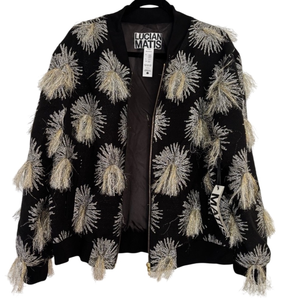 Lucian Matis NWT Black, Gold and Silver Women's Jacket designer metallic sz l